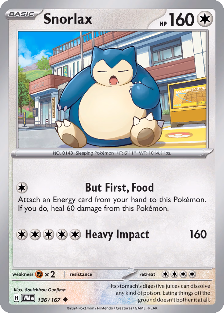 Snorlax Pokemon card (136/167, Twilight Masquerade)