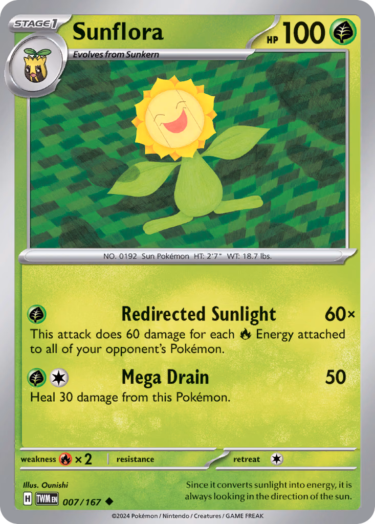 Sunflora Pokemon card (007/167, Twilight Masquerade)