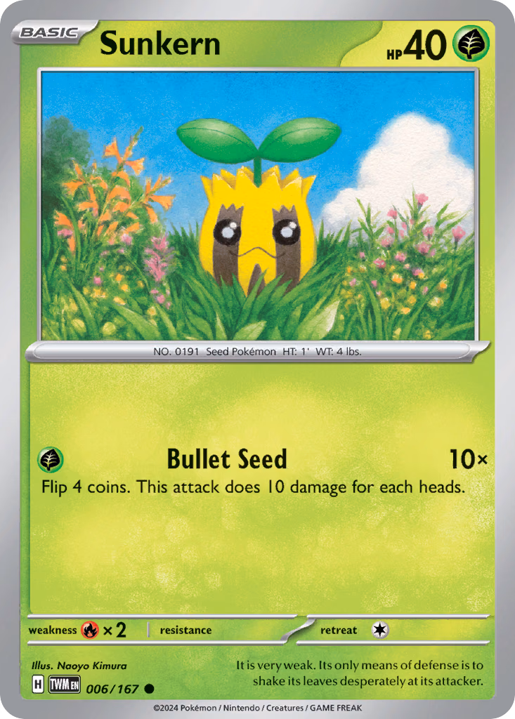 Sunkern Pokemon card (006/167, Twilight Masquerade)