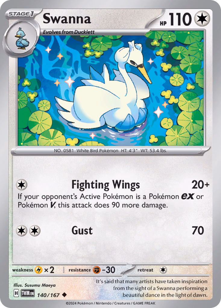 Swanna Pokemon card (140/167, Twilight Masquerade)