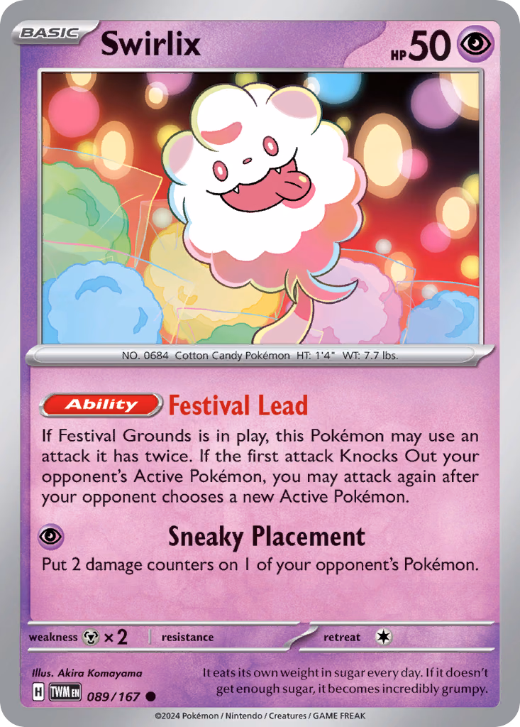 Swirlix Pokemon card (089/167, Twilight Masquerade)