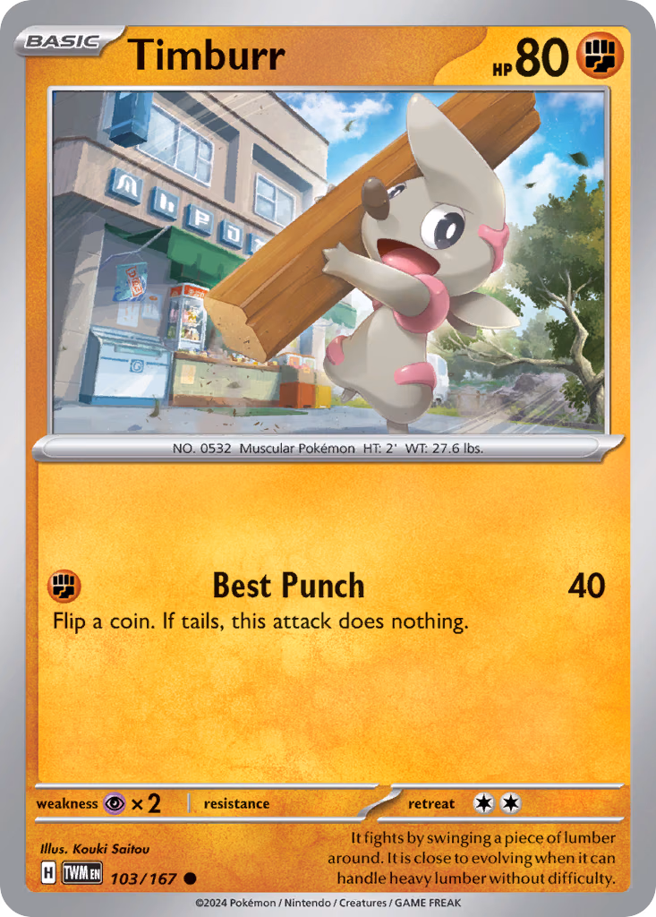 Timburr Pokemon card (103/167, Twilight Masquerade)
