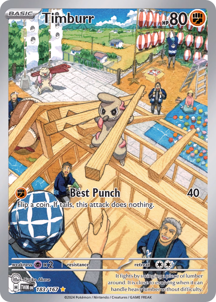 Timburr Pokemon card (183/167, Twilight Masquerade)