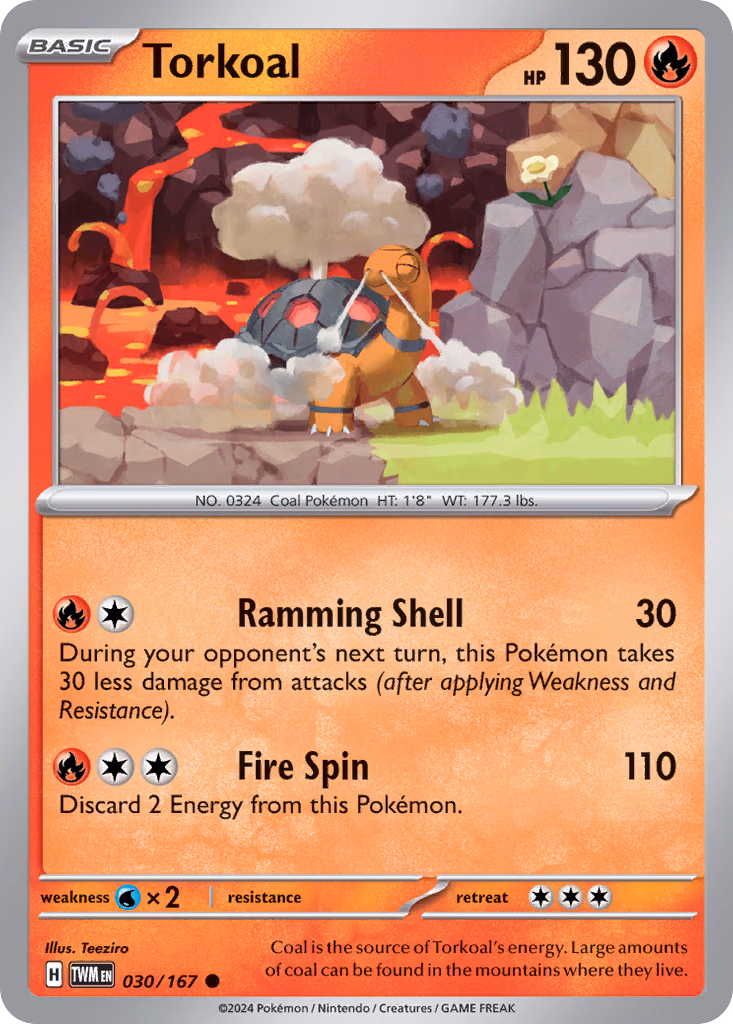 Torkoal Pokemon card (030/167, Twilight Masquerade)