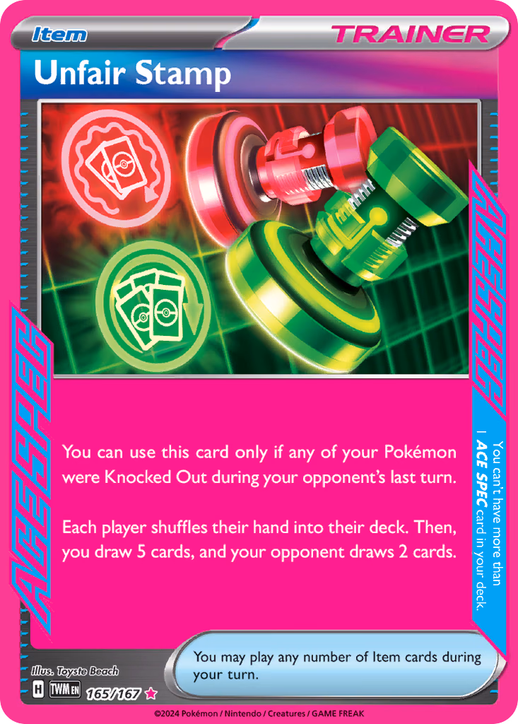 Unfair Stamp Pokemon card (165/167, Twilight Masquerade)
