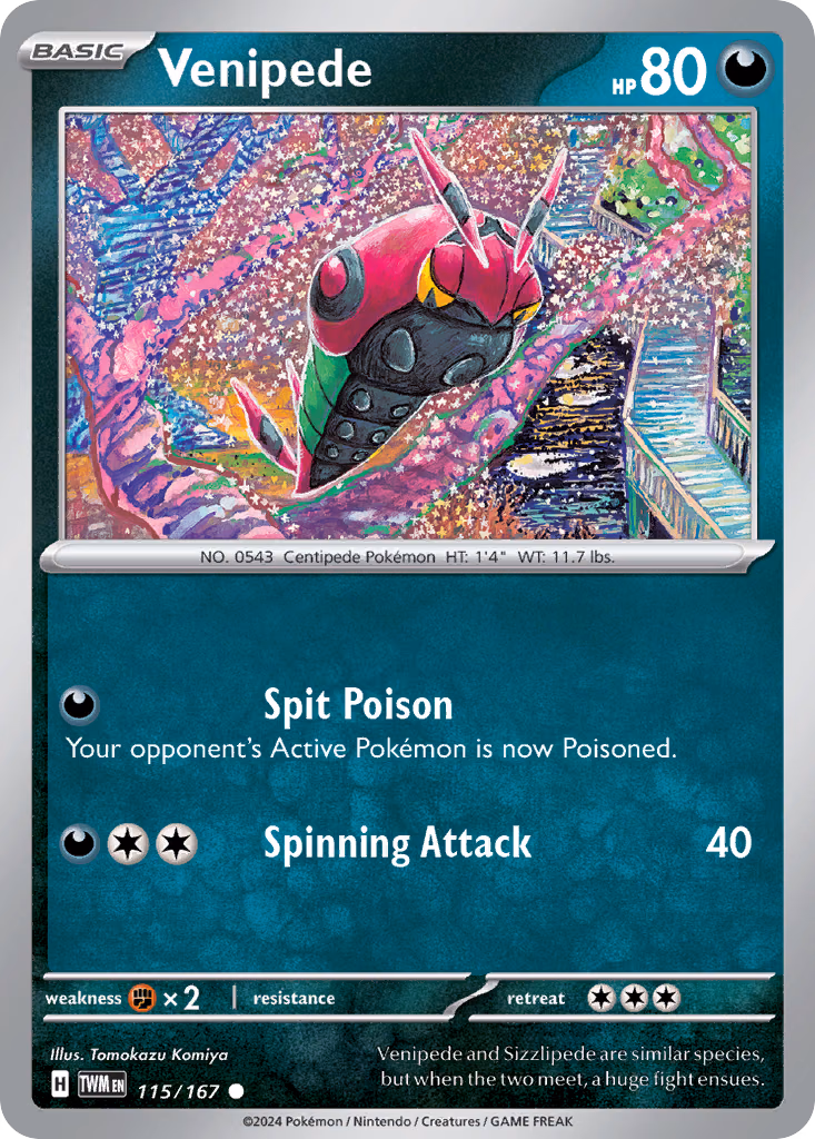Venipede Pokemon card (115/167, Twilight Masquerade)