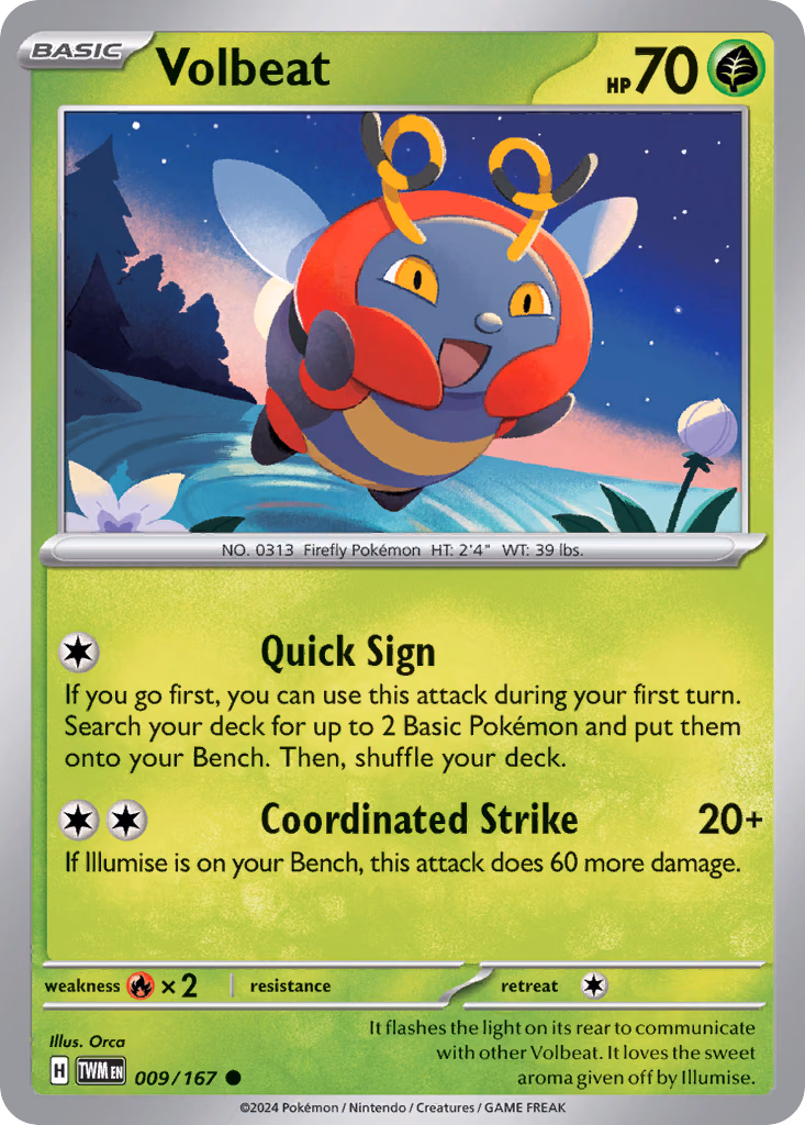 Volbeat Pokemon card (009/167, Twilight Masquerade)