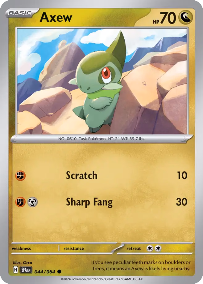 Axew Pokemon card (044/064, Shrouded Fable)