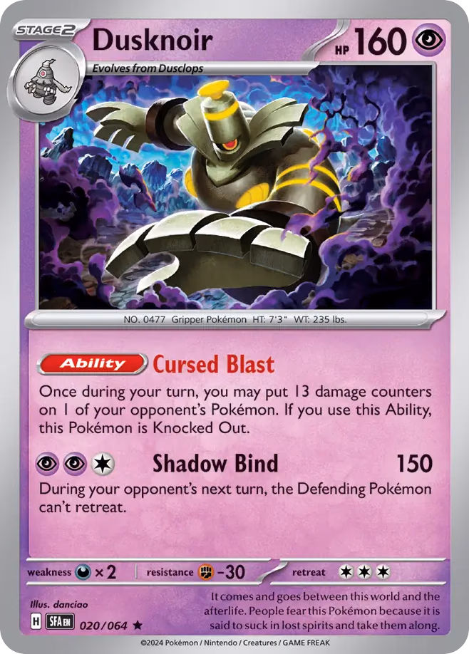 Dusknoir Pokemon card (020/064, Shrouded Fable)