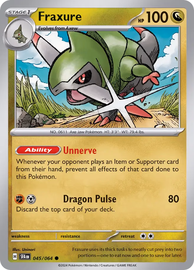 Fraxure Pokemon card (045/064, Shrouded Fable)