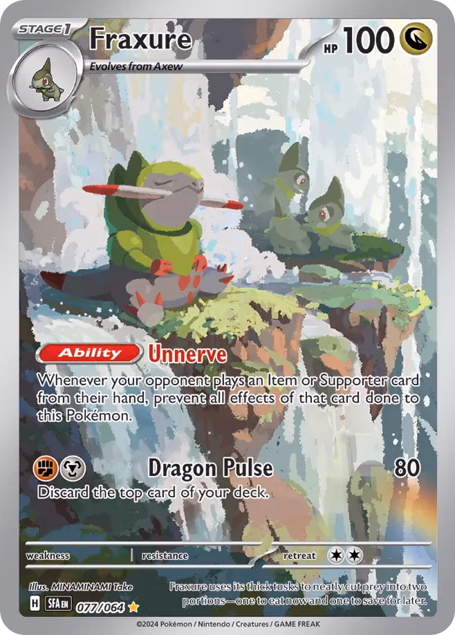 Fraxure Pokemon card (077/064, Shrouded Fable)