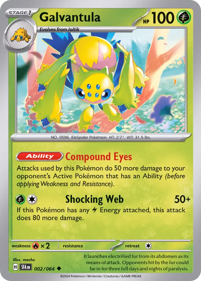 Galvantula Pokemon card (002/064, Shrouded Fable)