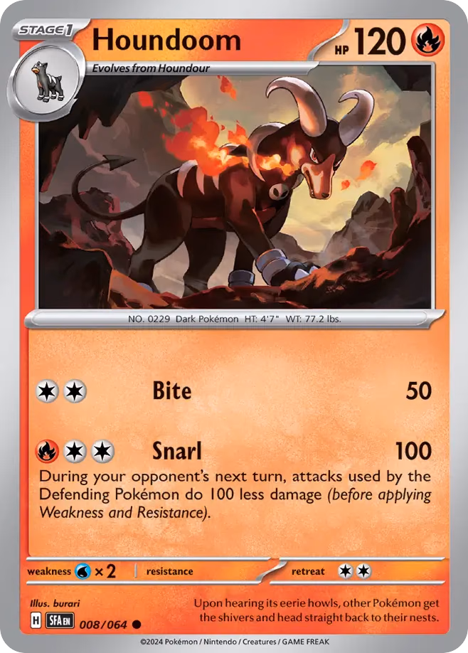 Houndoom Pokemon card (008/064, Shrouded Fable)