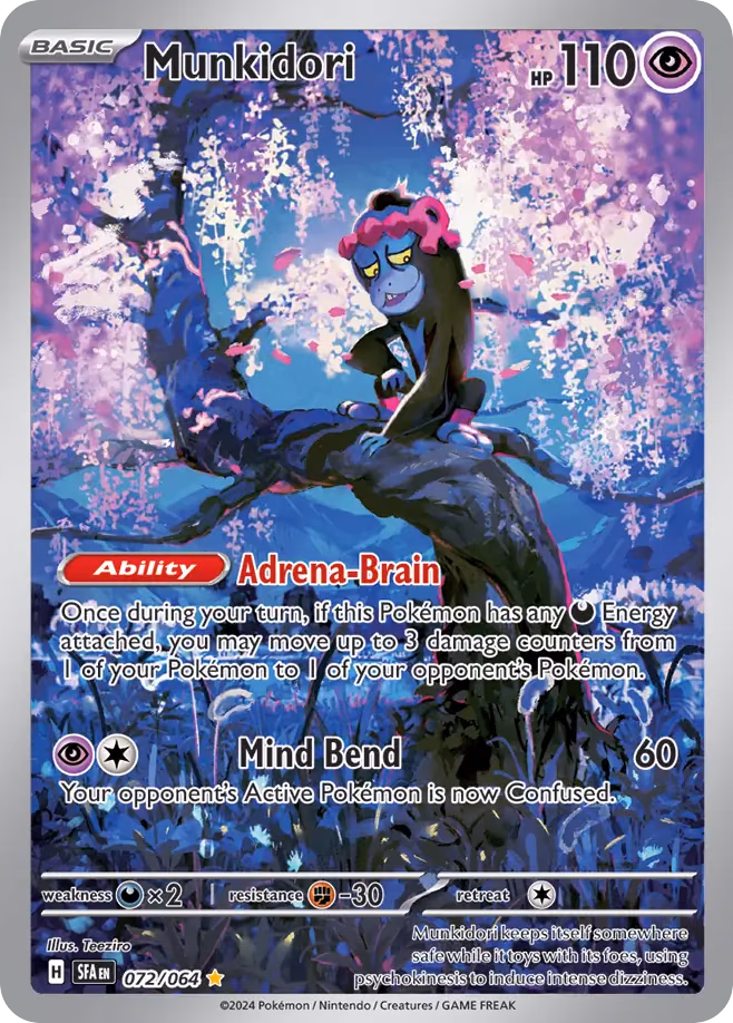 Munkidori Pokemon card (072/064, Shrouded Fable)