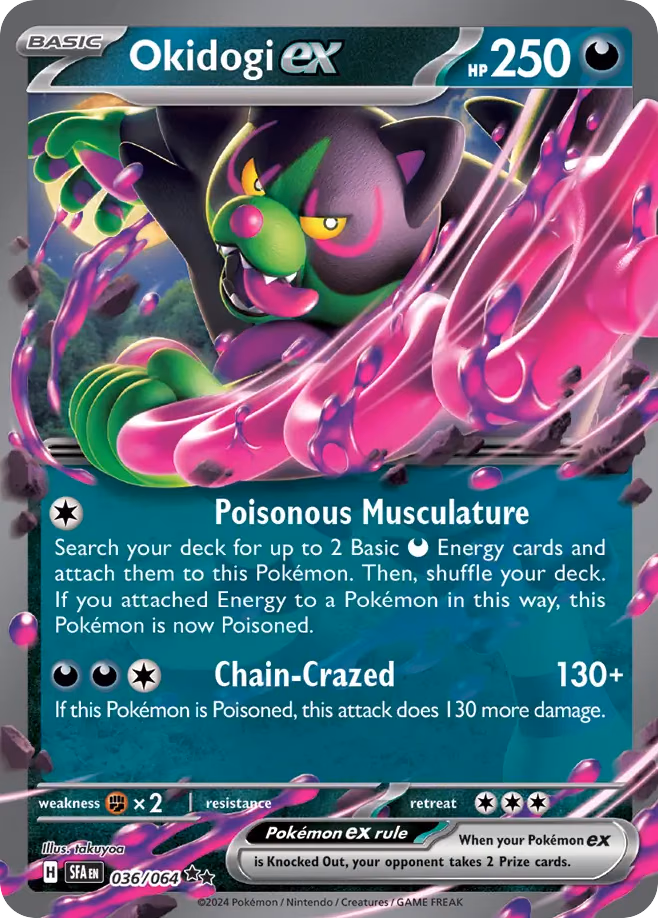 Okidogi ex Pokemon card (036/064, Shrouded Fable)
