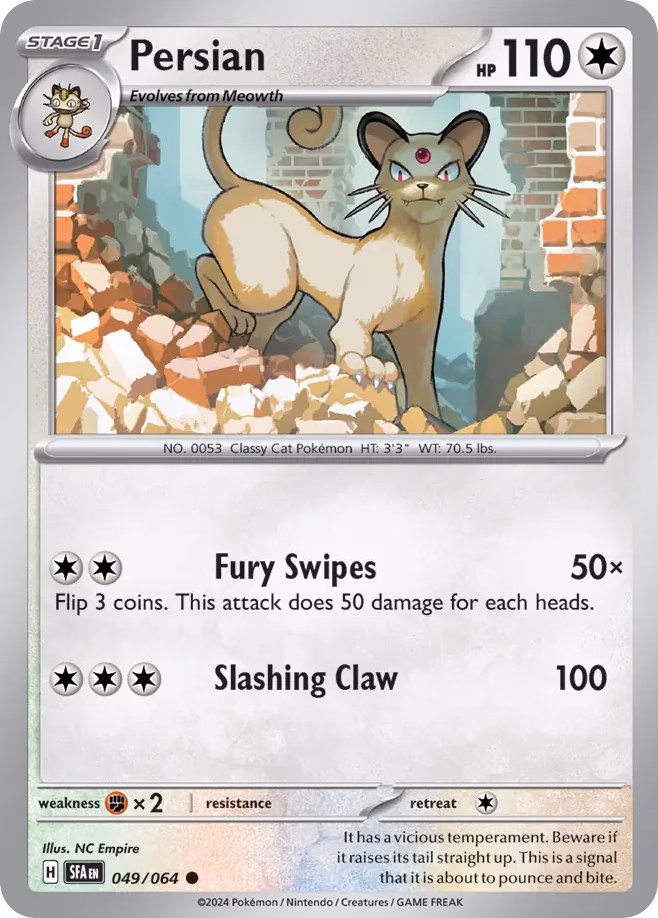 Persian Pokemon card (049/064, Shrouded Fable)