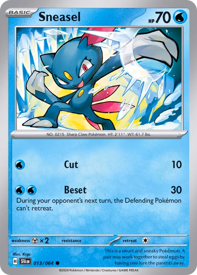 Sneasel Pokemon card (013/064, Shrouded Fable)