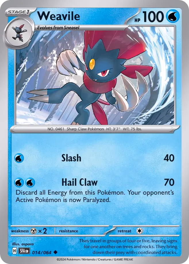 Weavile Pokemon card (014/064, Shrouded Fable)