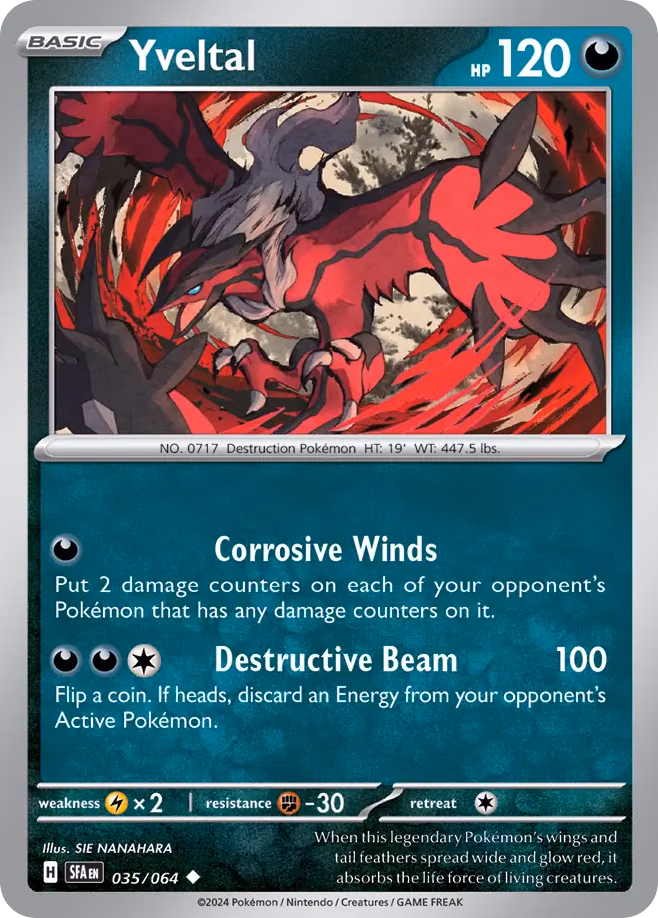 Yveltal Pokemon card (035/064, Shrouded Fable)