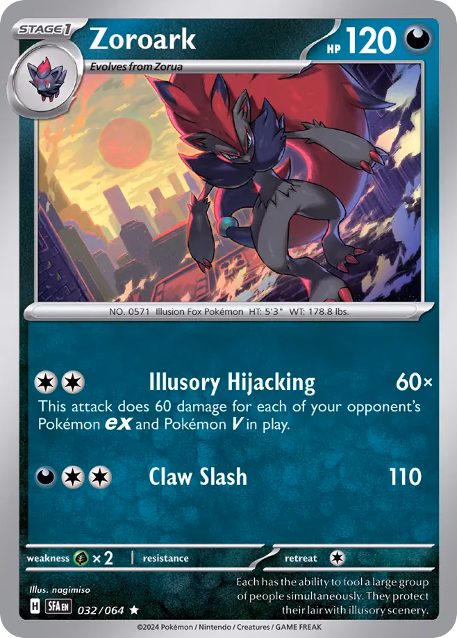 Zoroark Pokemon card (032/064, Shrouded Fable)