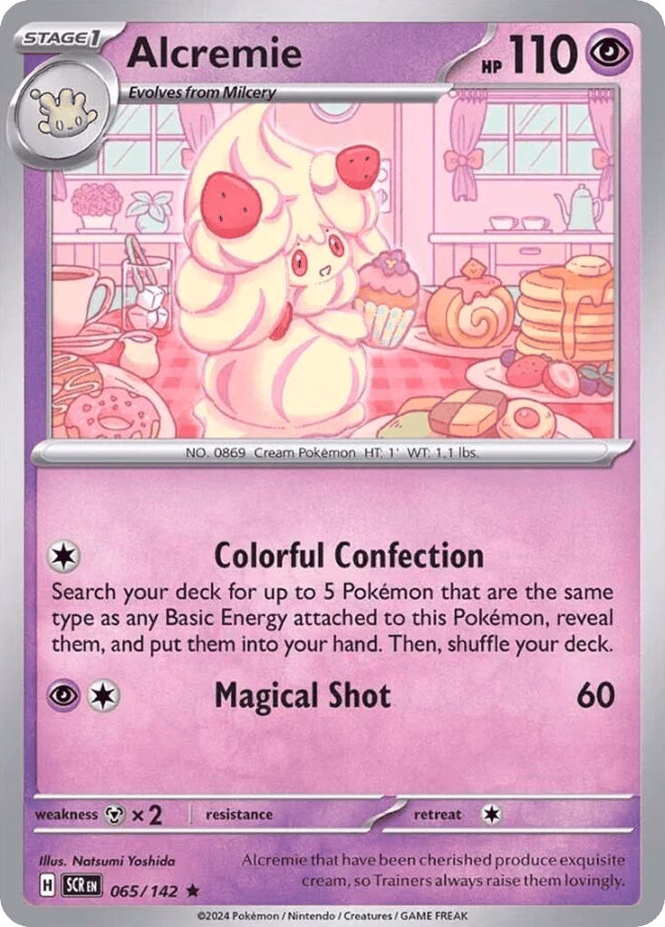Alcremie Pokemon card (065/142, Stellar Crown)