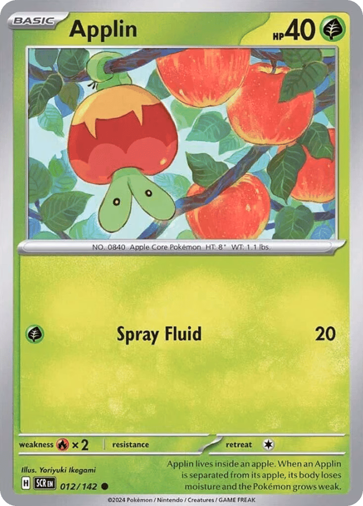Applin Pokemon card (012/142, Stellar Crown)