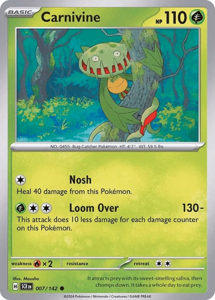 Carnivine Pokemon card (007/142, Stellar Crown)