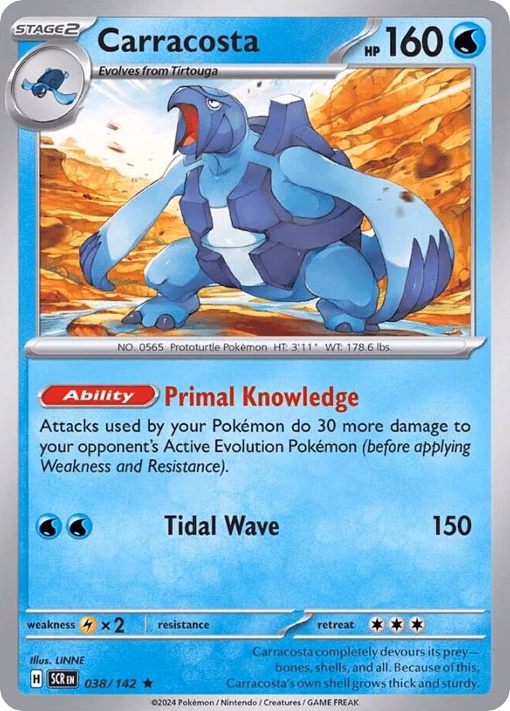 Carracosta Pokemon card (038/142, Stellar Crown)