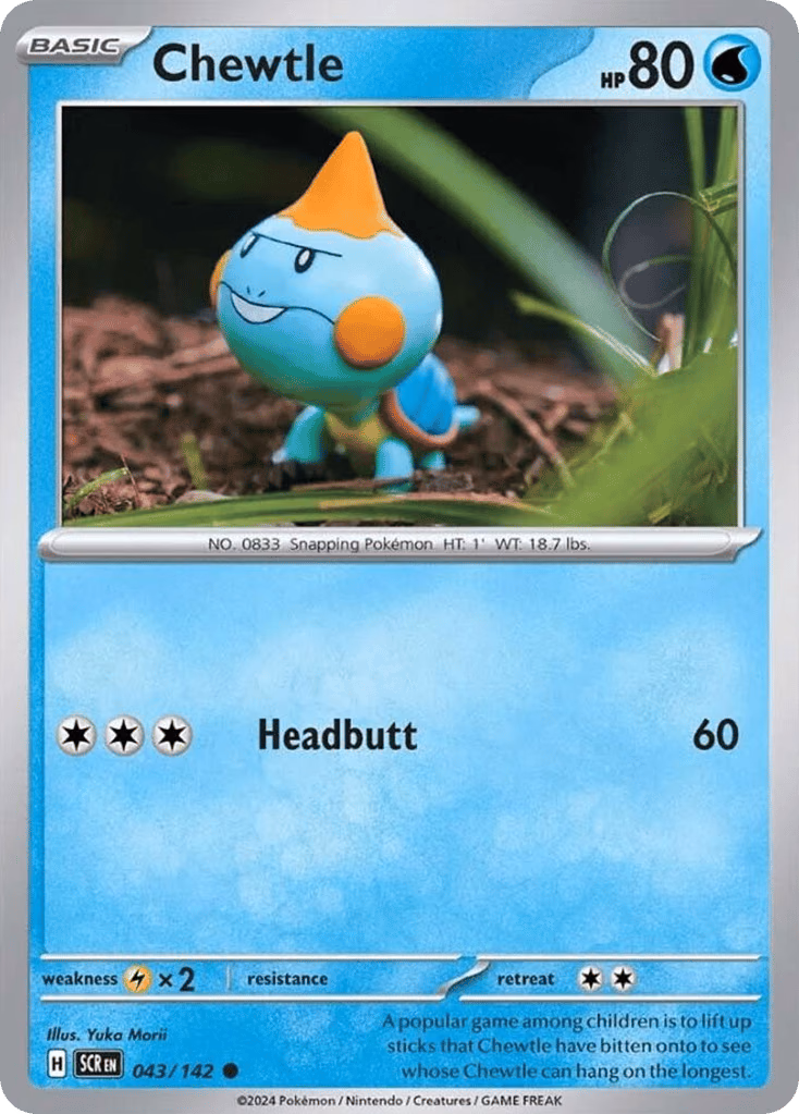 Chewtle Pokemon card (043/142, Stellar Crown)