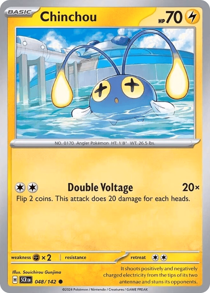 Chinchou Pokemon card (048/142, Stellar Crown)