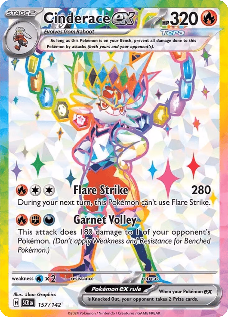 Cinderace ex Pokemon card (157/142, Stellar Crown)