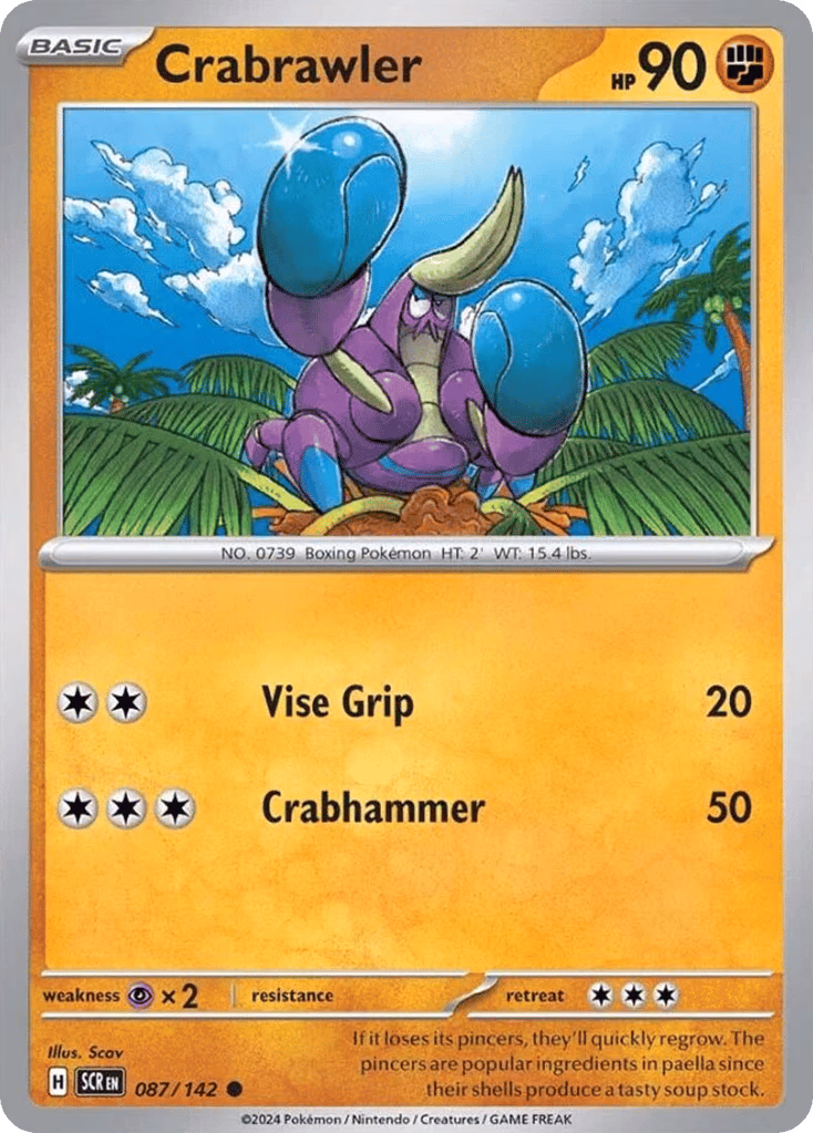 Crabrawler Pokemon card (087/142, Stellar Crown)