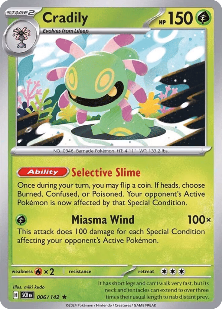 Cradily Pokemon card (006/142, Stellar Crown)