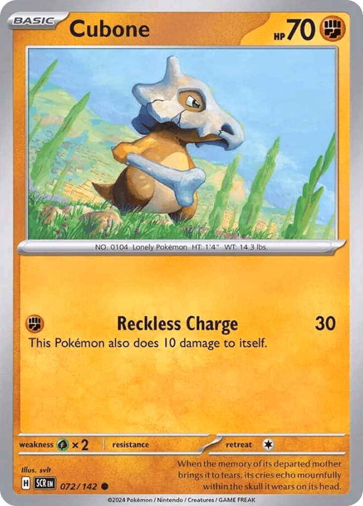 Cubone Pokemon card (072/142, Stellar Crown)