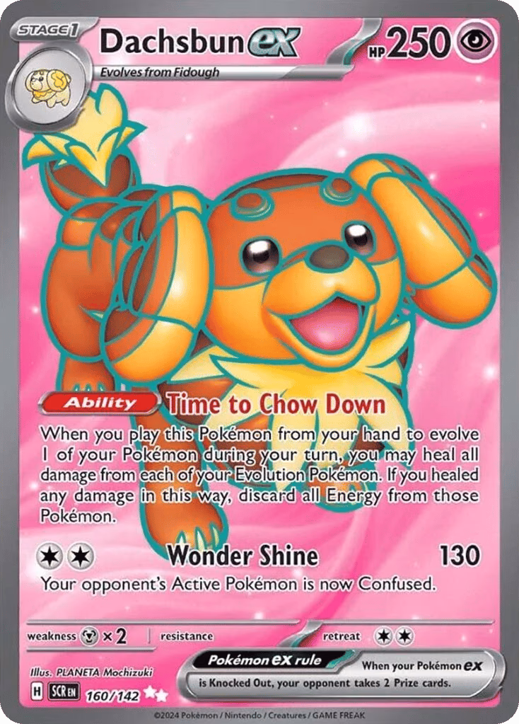 Dachsbun ex Pokemon card (160/142, Stellar Crown)