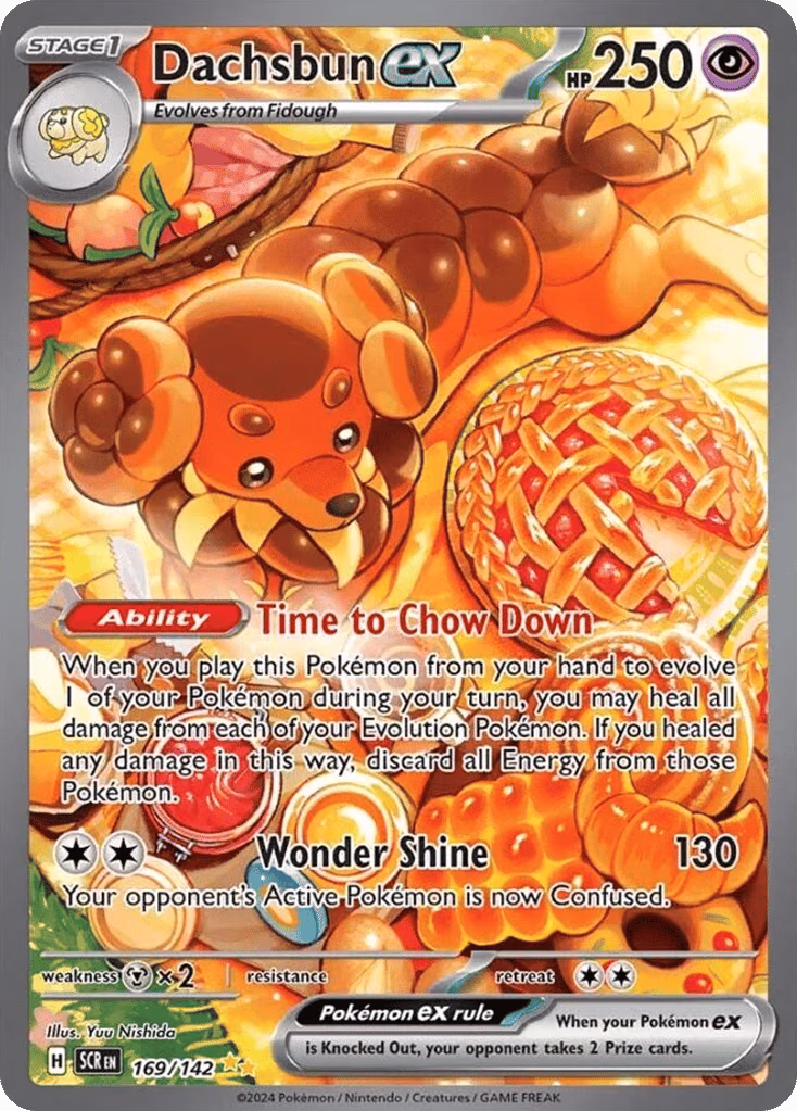 Dachsbun ex Pokemon card (169/142, Stellar Crown)