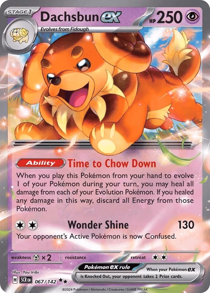 Dachsbun ex Pokemon card (067/142, Stellar Crown)