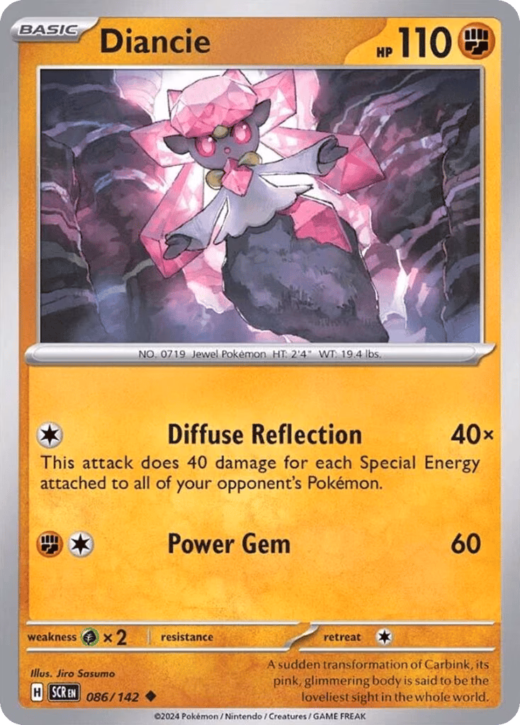 Diancie Pokemon card (086/142, Stellar Crown)