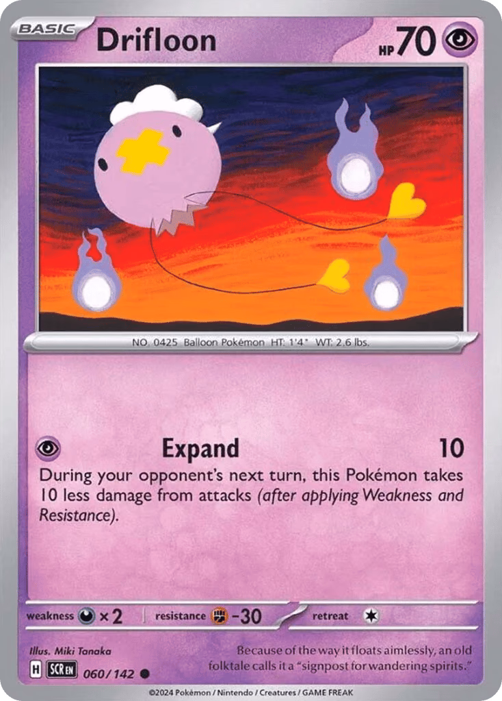 Drifloon Pokemon card (060/142, Stellar Crown)