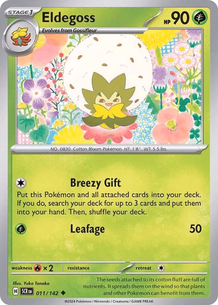Eldegoss Pokemon card (011/142, Stellar Crown)