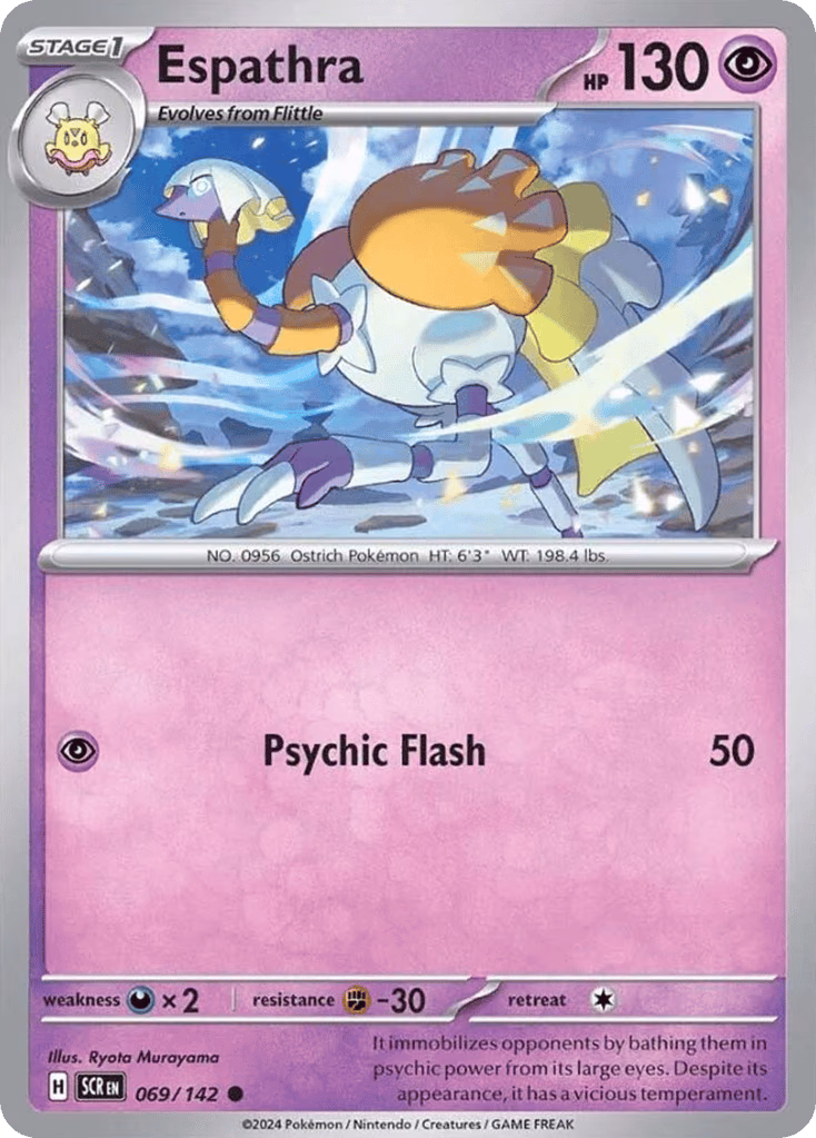 Espathra Pokemon card (069/142, Stellar Crown)