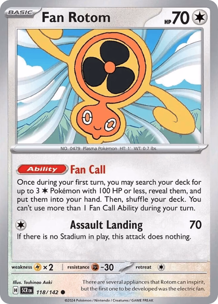 Fan Rotom Pokemon card (118/142, Stellar Crown)