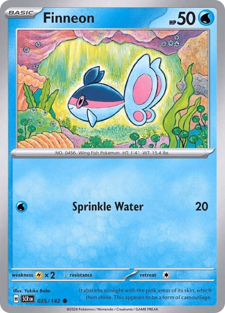 Finneon Pokemon card (035/142, Stellar Crown)