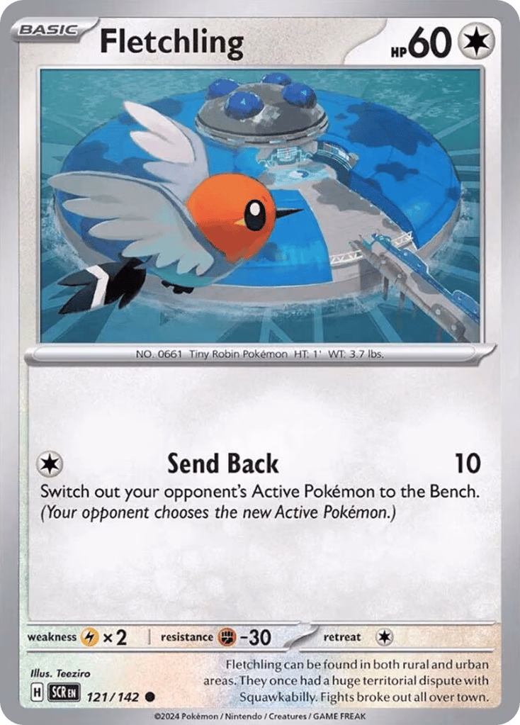 Fletchling Pokemon card (121/142, Stellar Crown)