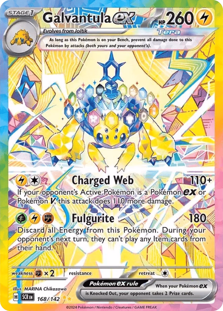 Galvantula ex Pokemon card (168/142, Stellar Crown)