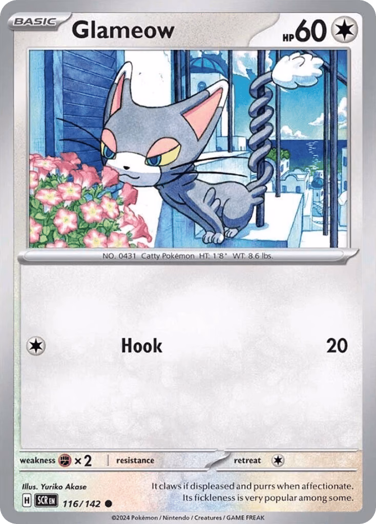 Glameow Pokemon card (116/142, Stellar Crown)