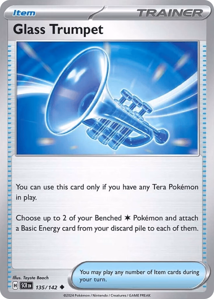 Glass Trumpet Pokemon card (135/142, Stellar Crown)