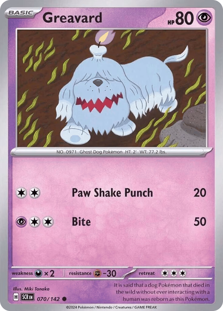 Greavard Pokemon card (070/142, Stellar Crown)