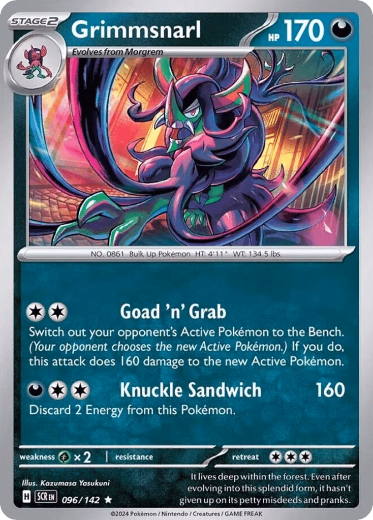 Grimmsnarl Pokemon card (096/142, Stellar Crown)