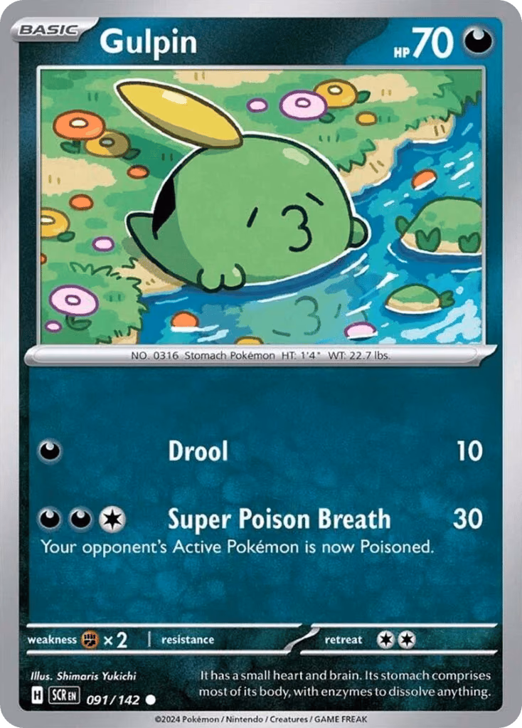 Gulpin Pokemon card (091/142, Stellar Crown)